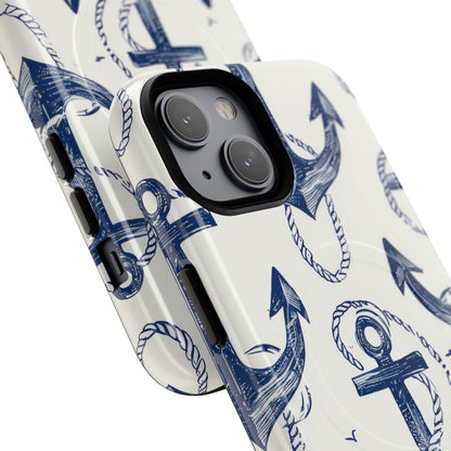 Navy Anchor Tapestry iPhone 14 - Tough+