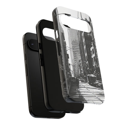 Urban Monochrome Streetscape Google Pixel 9 - Tough Phone Case