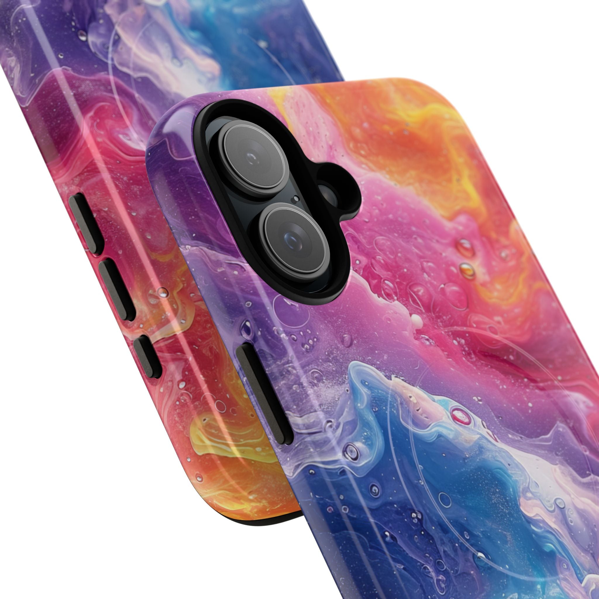 Abstract Blue Pink Waves - Tough + MagSafe® iPhone 16 Phone Case