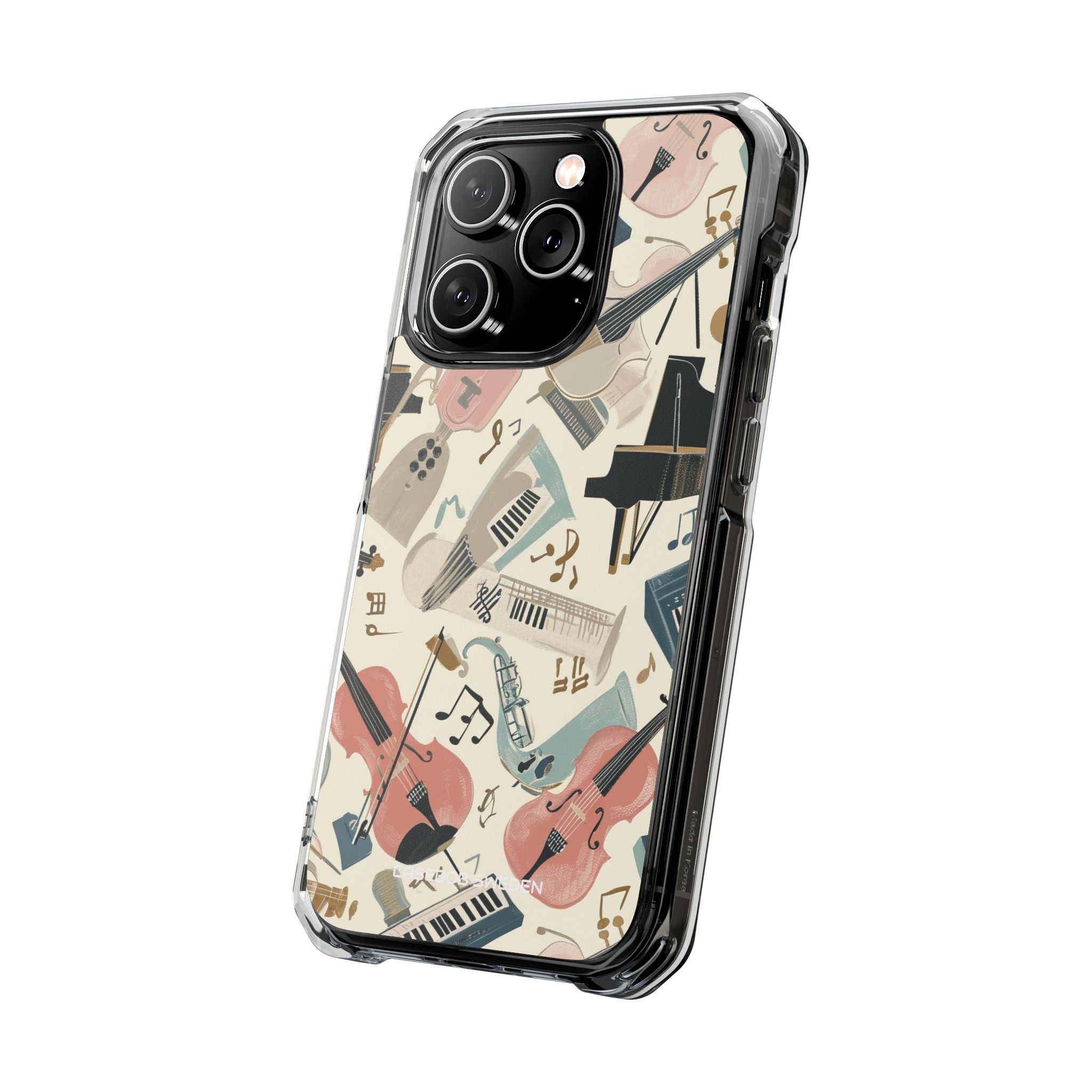 Beige Musical Instruments Pattern - Clear Impact iPhone 14 Phone Case