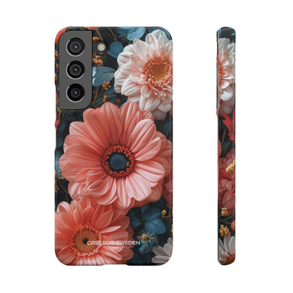 Coral Teal Blooms - Slim Samsung S22 Phone Case