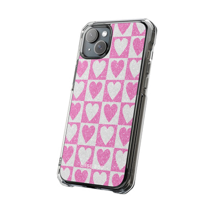 Glitter Heart Grid iPhone 15 Plus Case - Impact