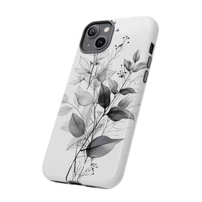 Veined Leaves Gray iPhone 14 Plus Case - Tough