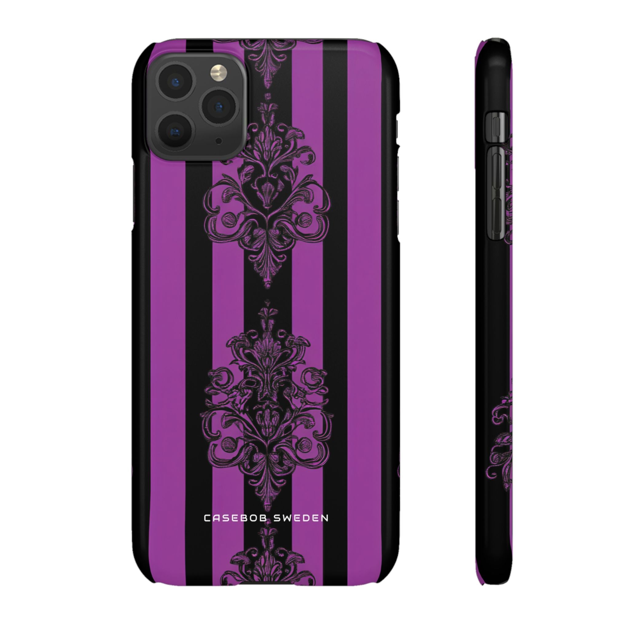 Gothic Elegance with Vertical Stripes and Ornamental Motifs iPhone 11 - Slim Phone Case