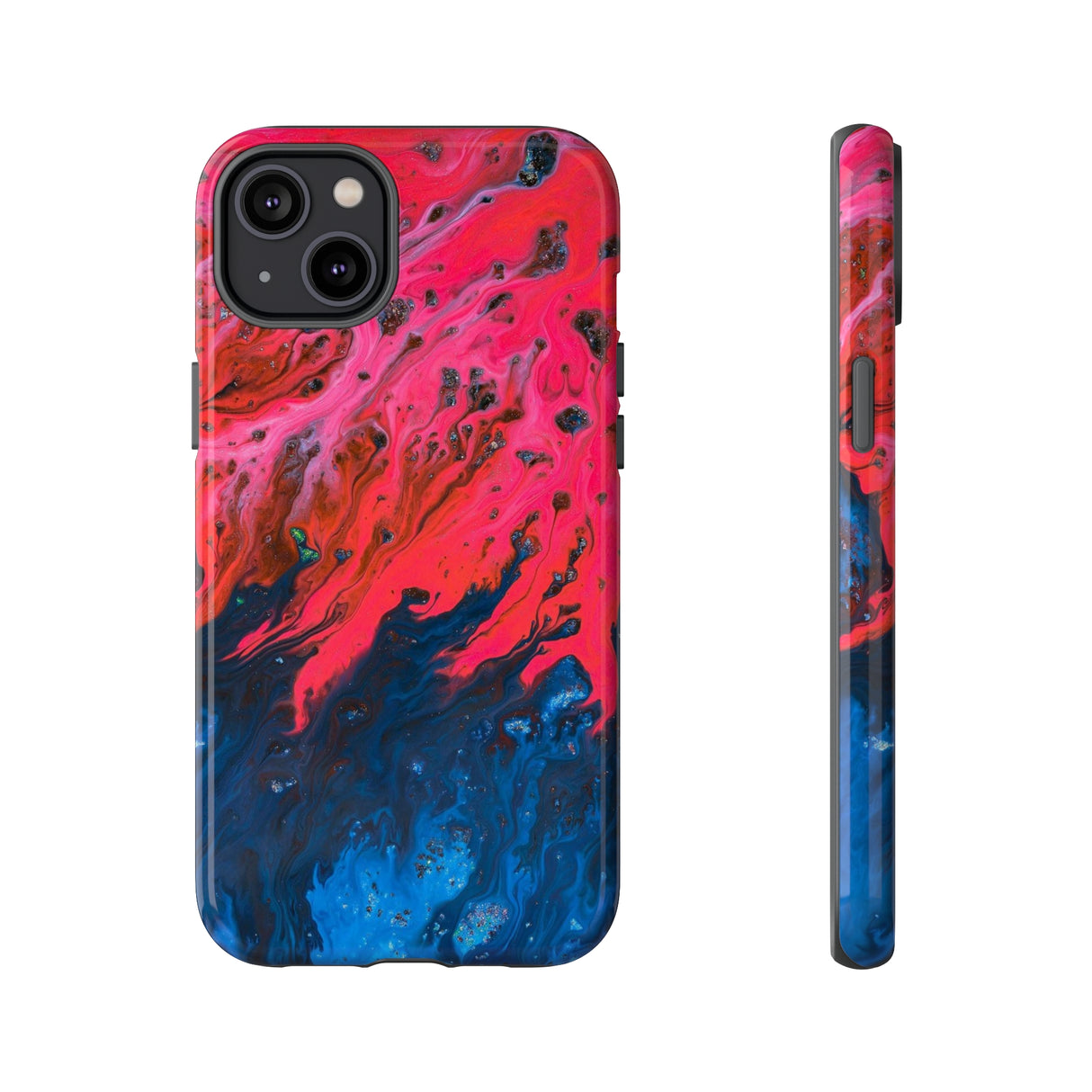 Bright Pink River Ink Art iPhone Case (Protective) iPhone 14 Plus Glossy Phone Case