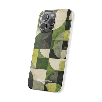 Green Geometric Harmony - Flexi iPhone 15 Phone Case