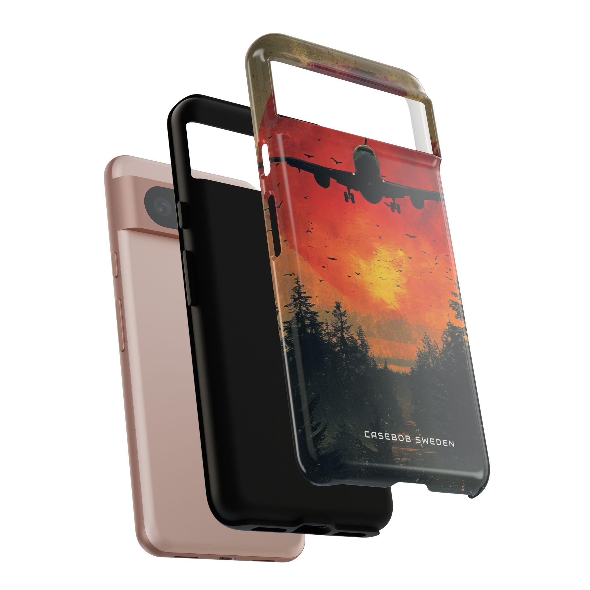 Vintage Sunset Airplane Silhouette Google Pixel 8 - Tough Phone Case