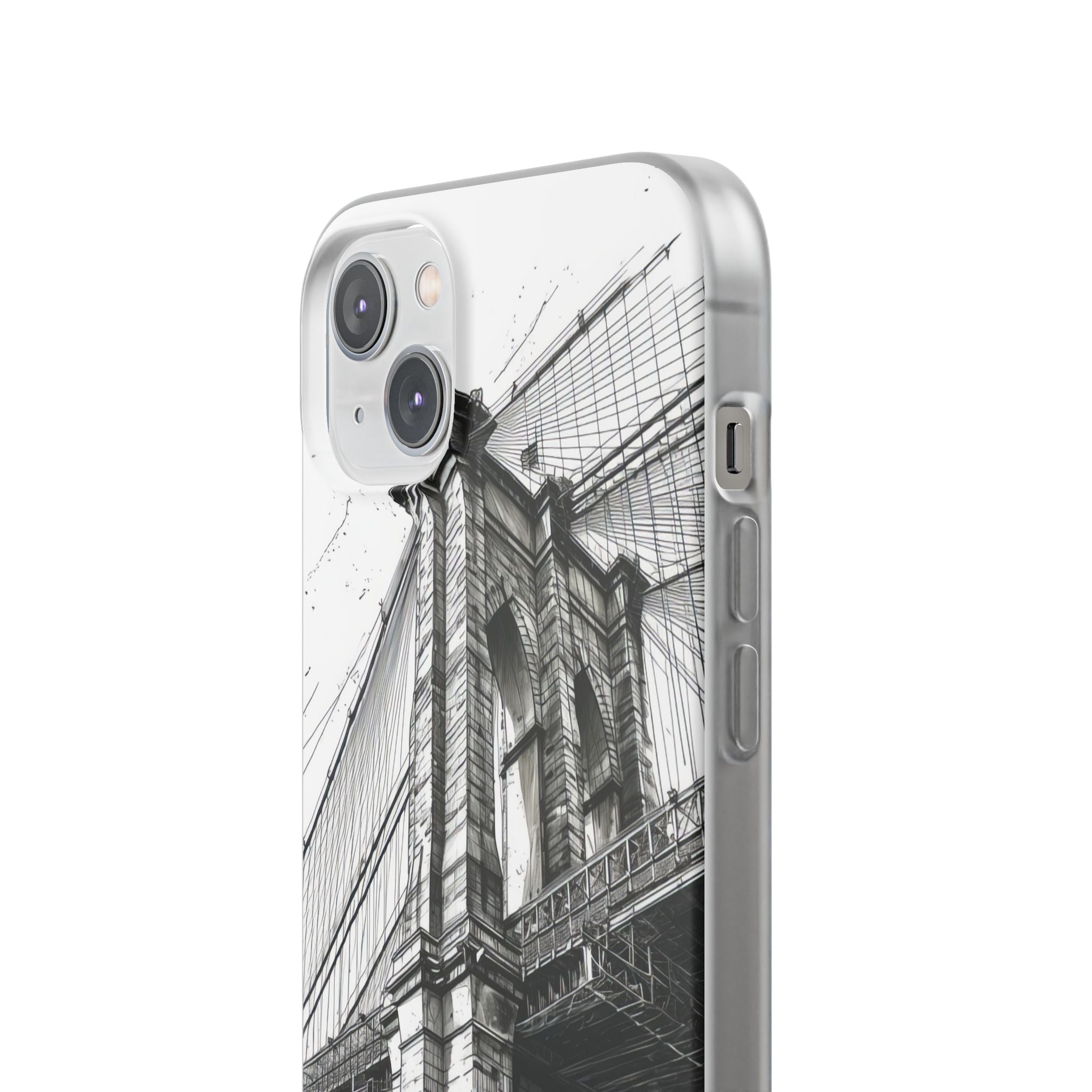 Suspension Bridge Line Art Illustration iPhone 14 - Flexi Phone Case