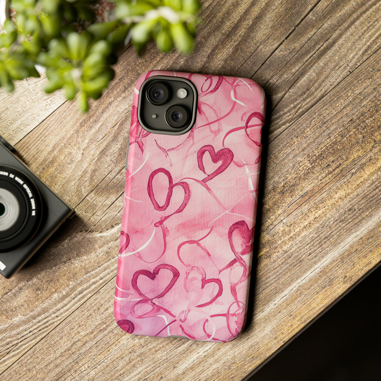 Intertwined Hearts & Cupid - Protective Phone Case