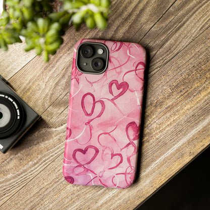 Intertwined Hearts & Cupid - Protective Phone Case