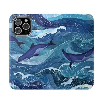 Dolphin Wave Dance - iPhone 16 Max Case - Wallet