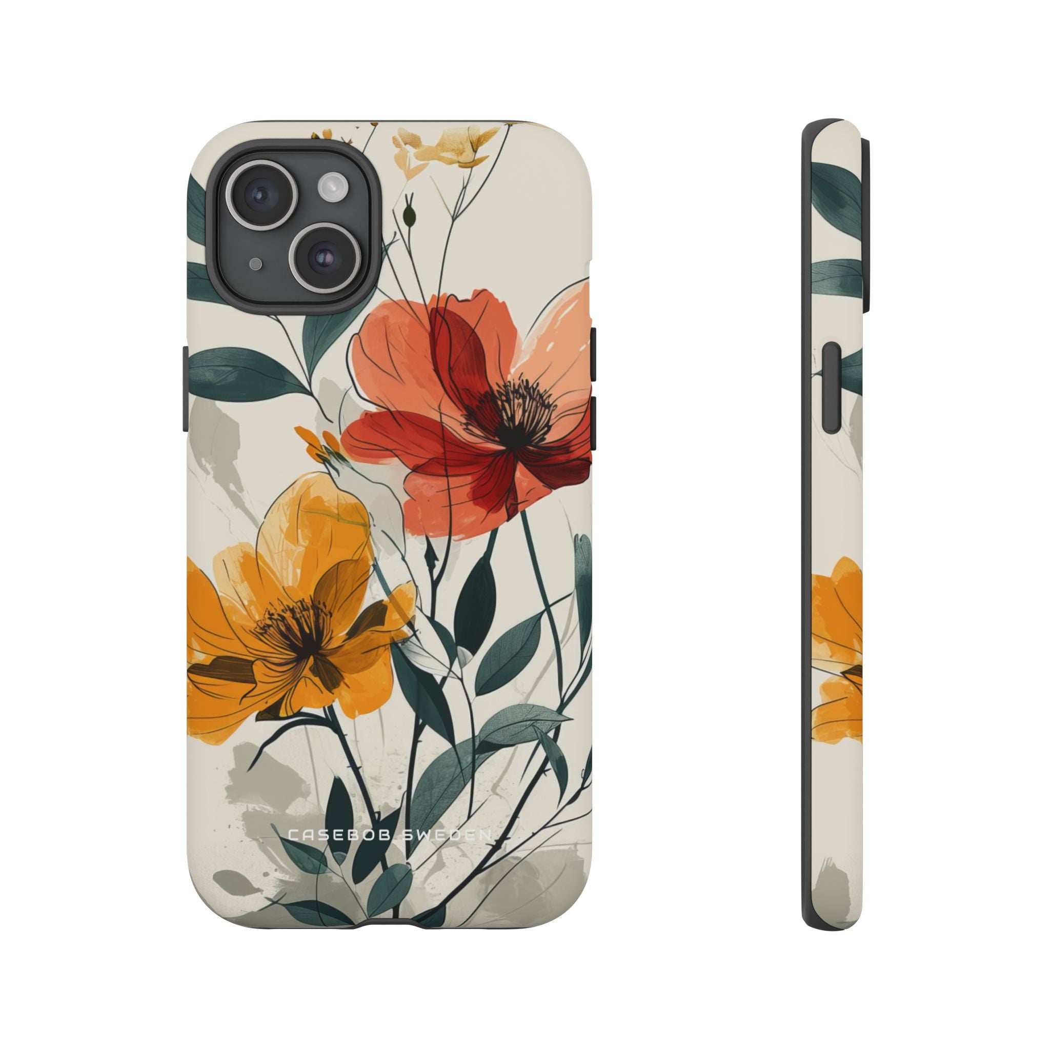 Elegant Floral Harmony iPhone 15 - Tough Phone Case