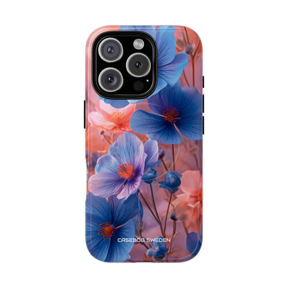 Blue Peach Blossoms - Tough + MagSafe® iPhone 16 Phone Case