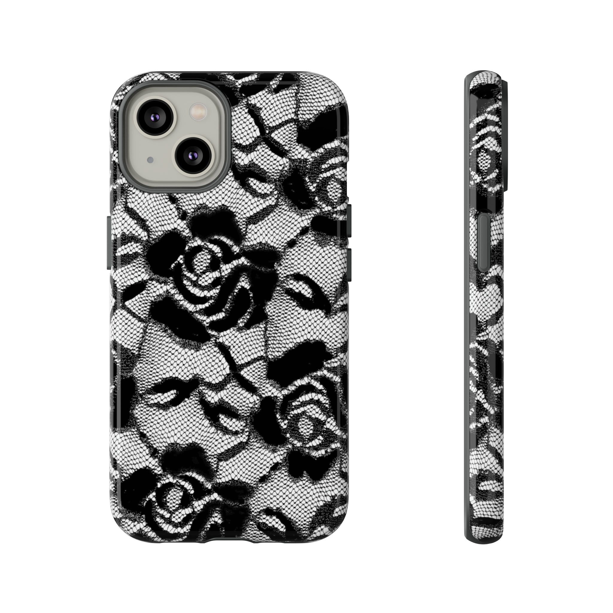 Black Rose Lace Gothic Flower - Protective Phone Case