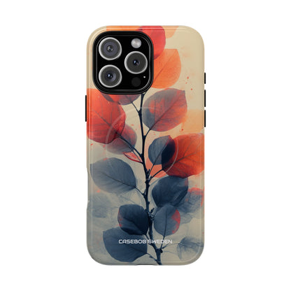 Orange Gray Leaves - Tough + MagSafe® iPhone 16 Phone Case