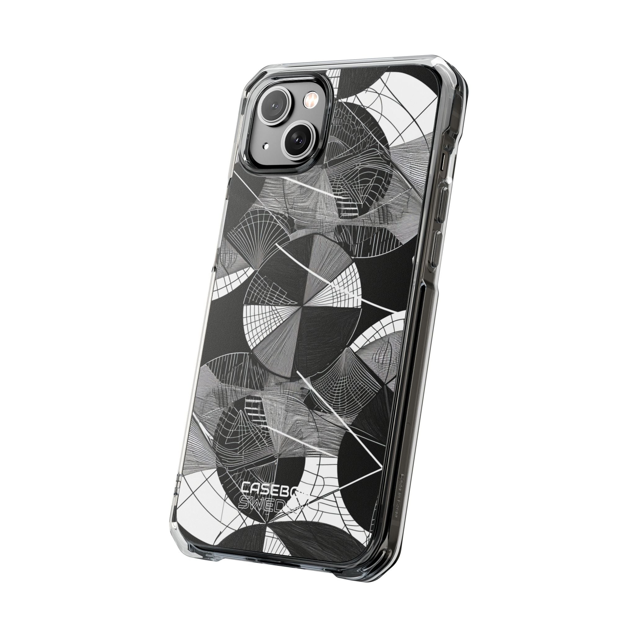 Monochrome Circle Maze iPhone 14 - Impact Clear+