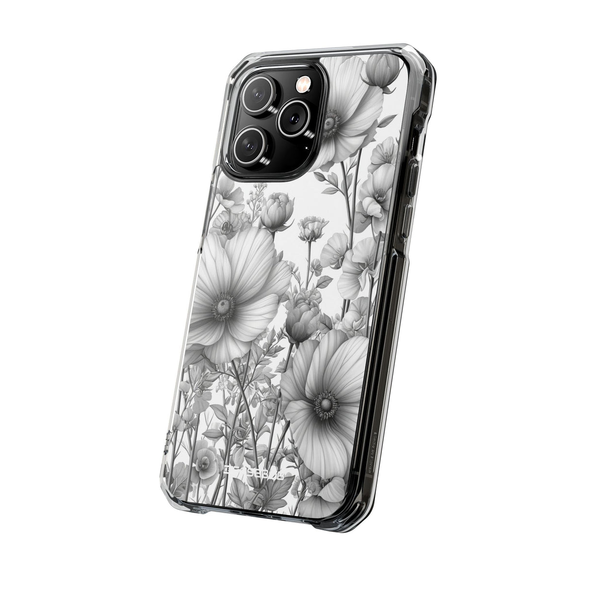 Monochrome Flora – Handyhülle für iPhone (Clear Impact – Magnetisch)