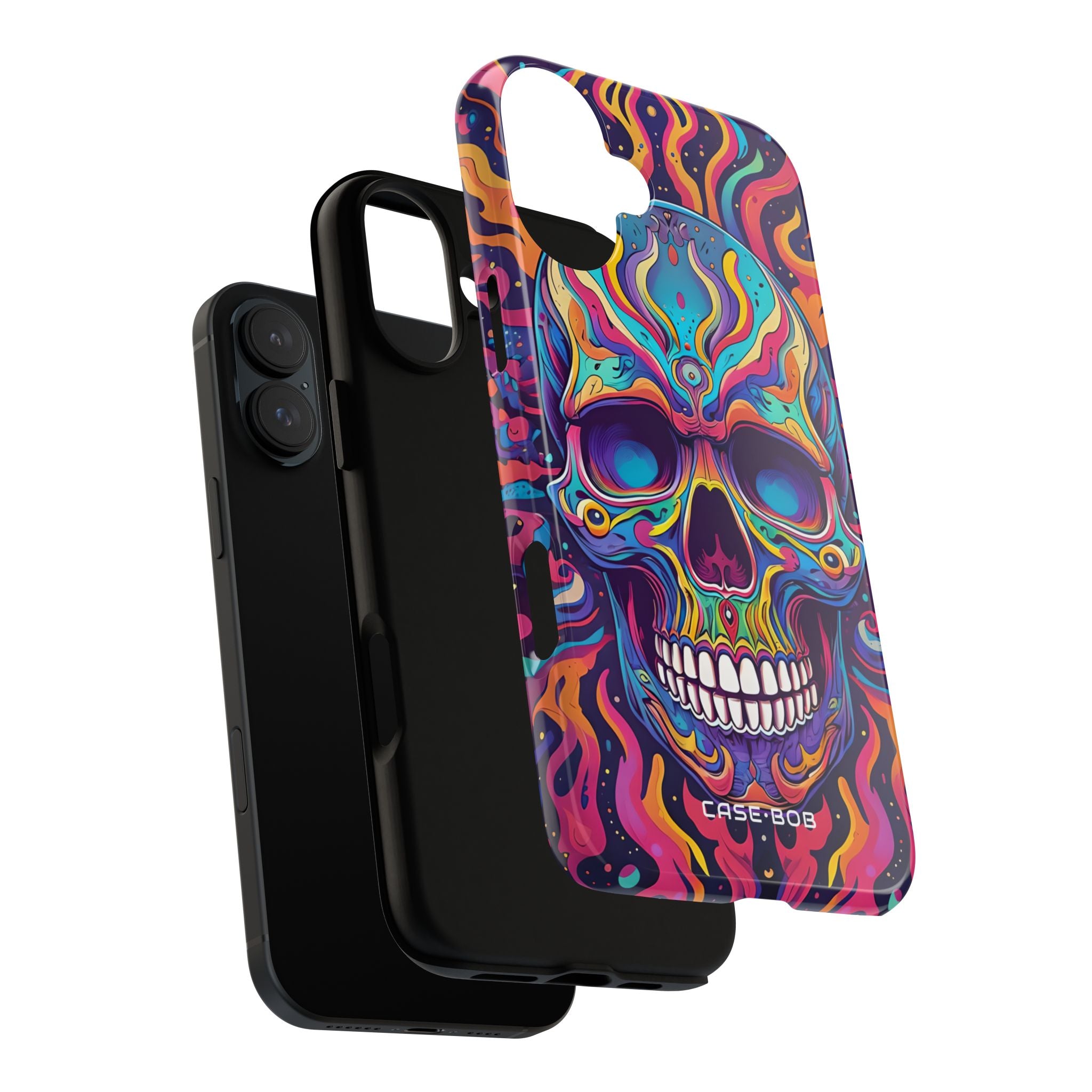 Neon Skull Flame iPhone 16 Plus Case - Tough