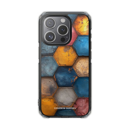 Rustic Geometric Tiles - Clear Impact iPhone 15 Phone Case