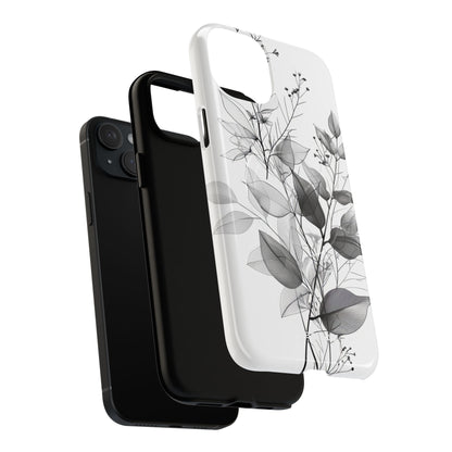 Veined Leaves Gray iPhone 15 Plus Case - Tough+