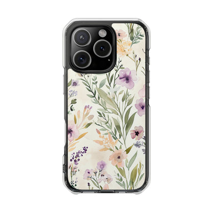 Soft Green Lavender Floral Pattern - Clear Impact iPhone 16 Phone Case