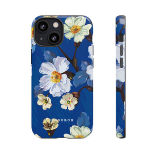 Elegante Blume auf blauem iPhone Fall | Hart