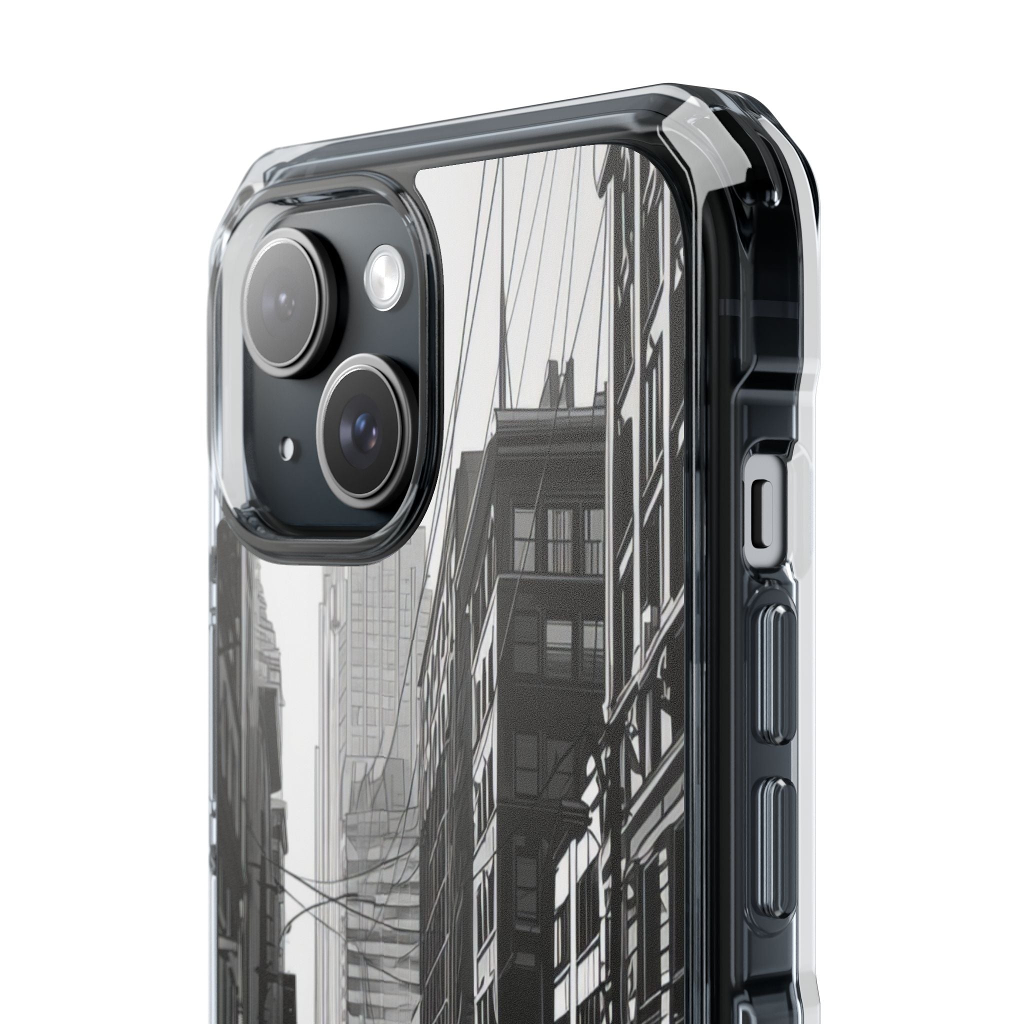 Urban Cityscape Line Perspective iPhone 15 - Clear Impact Phone Case