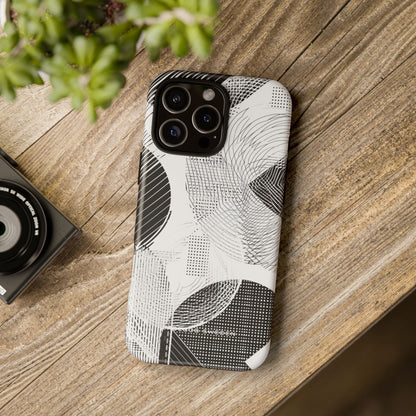 Geometric Monochrome Flow iPhone 16 - Tough Phone Case