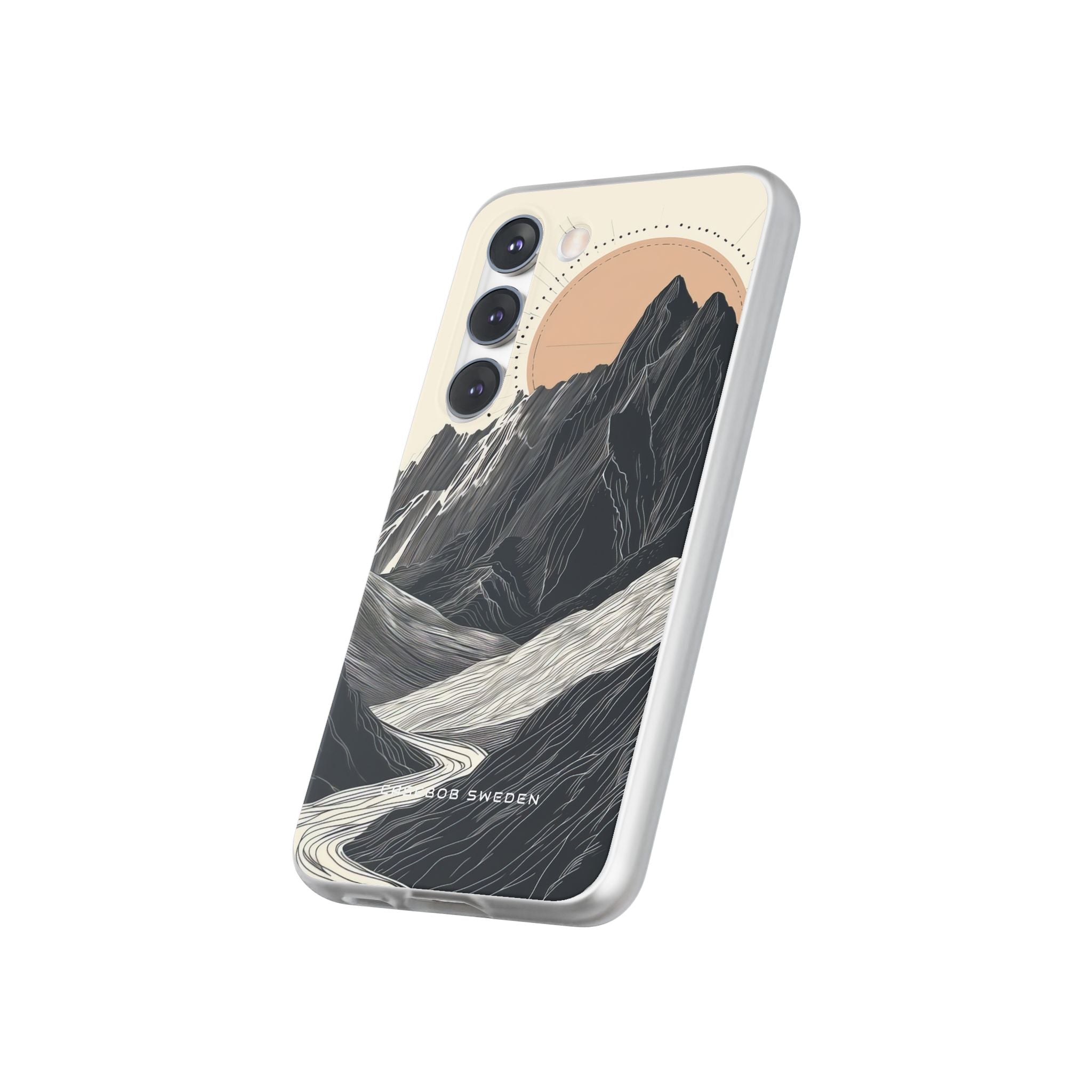 Minimalist Mountain Landscape with Flowing River Samsung S23 - Flexi Phone Case