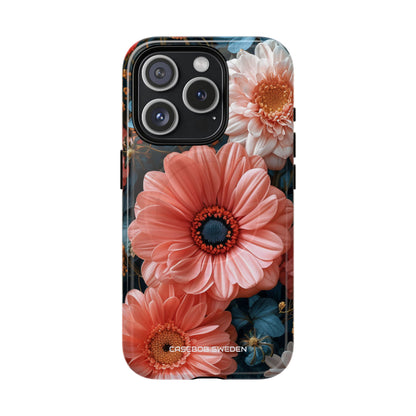 Coral Teal Blooms - Tough + MagSafe® iPhone 15 Phone Case