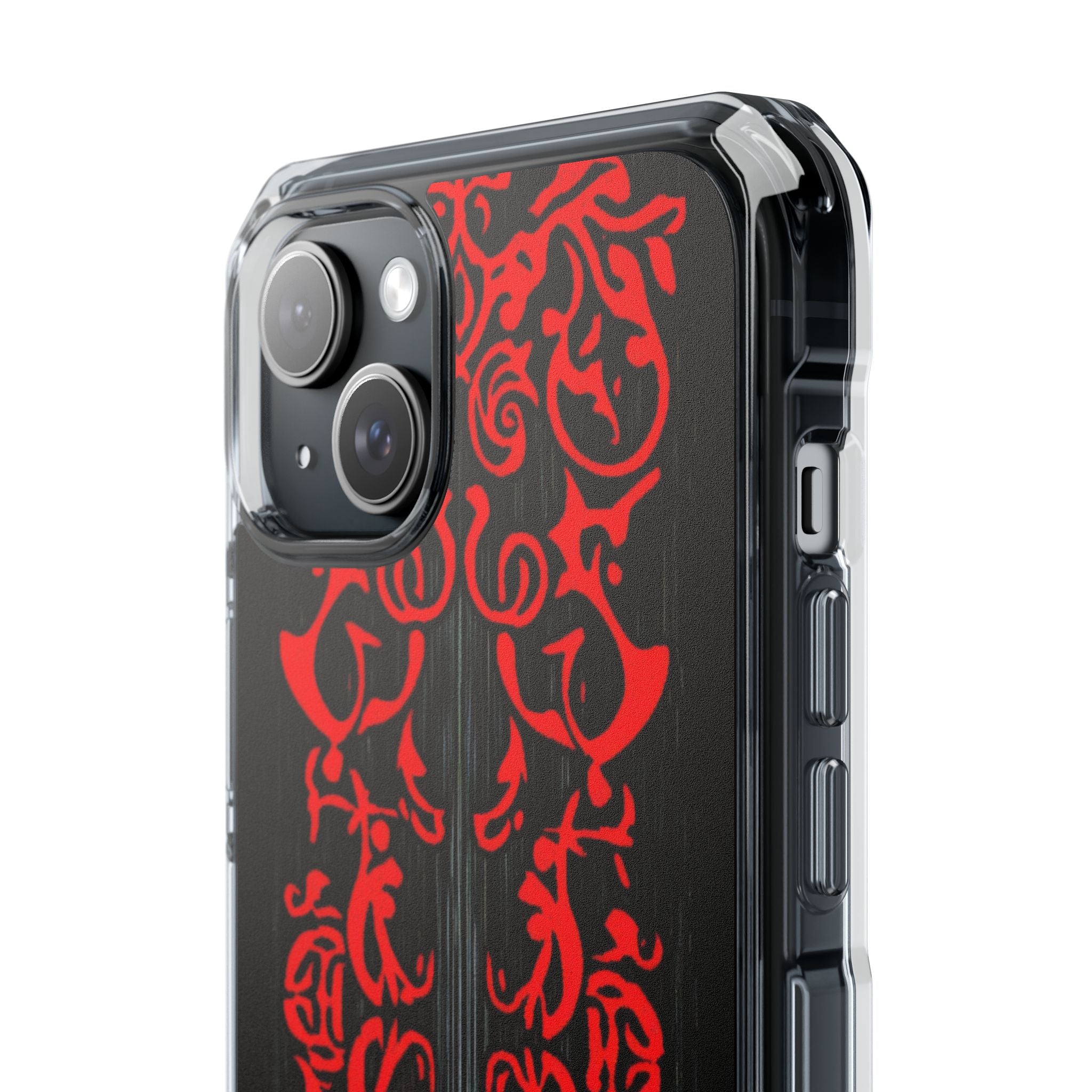 Gothic Crimson Symmetry iPhone 15 - Clear Impact Phone Case