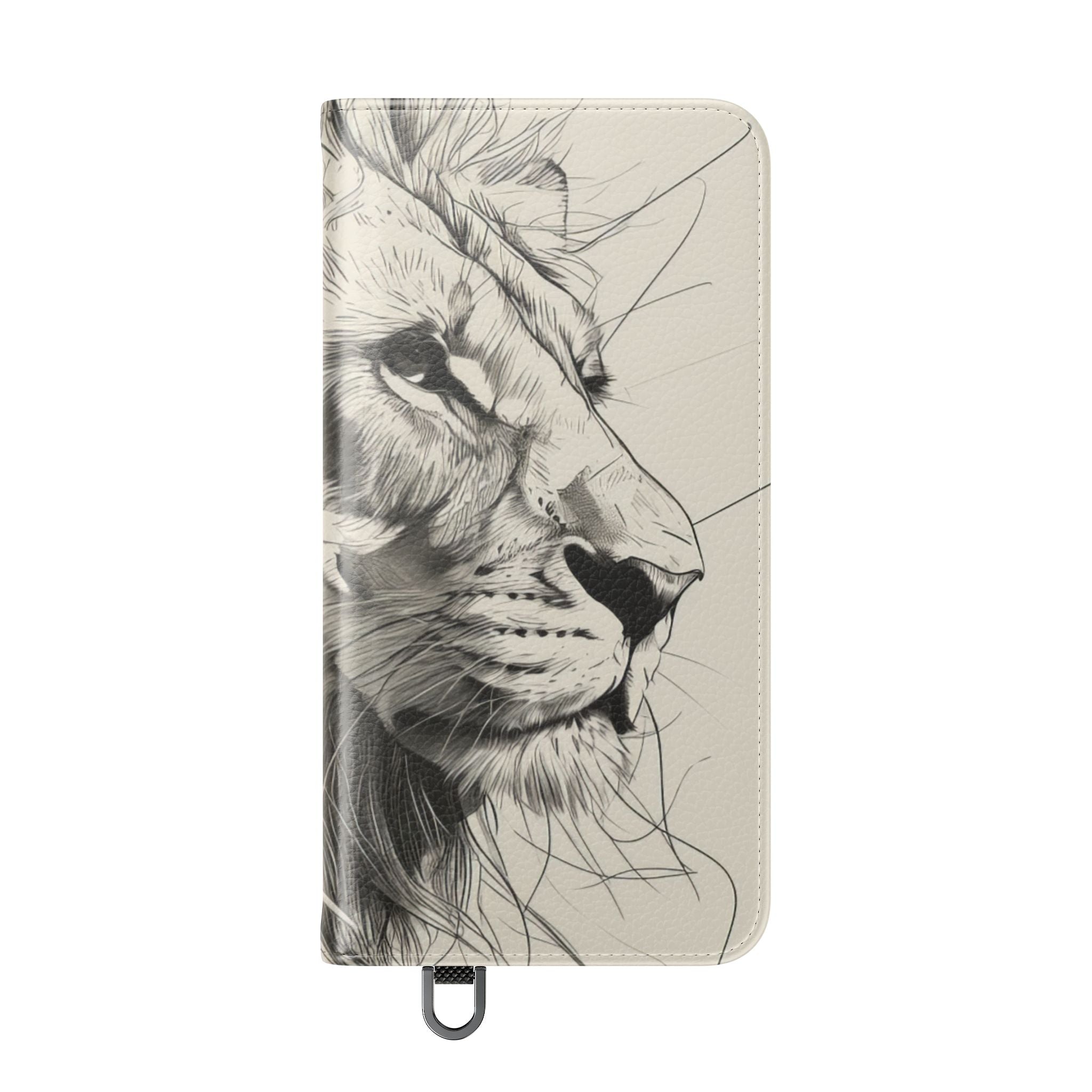 Lion Whisper Gray - Samsung S25 Case - Lompakkokotelo
