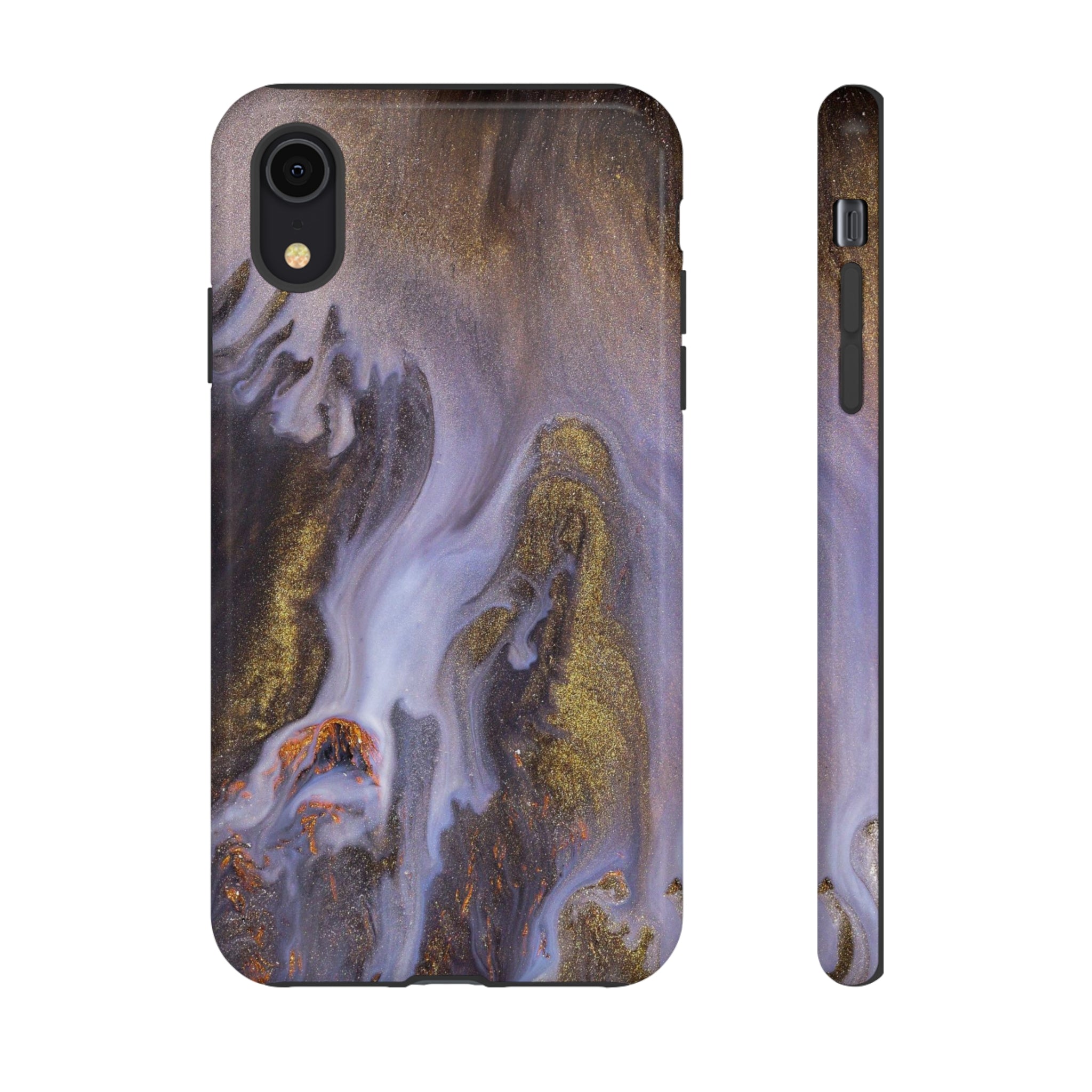 Purple Gold Ink Art iPhone Case (Protective) iPhone XR Glossy Phone Case