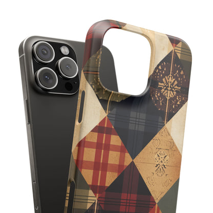 Rustic Geometric Patchwork Harmony iPhone 16 - Slim Phone Case