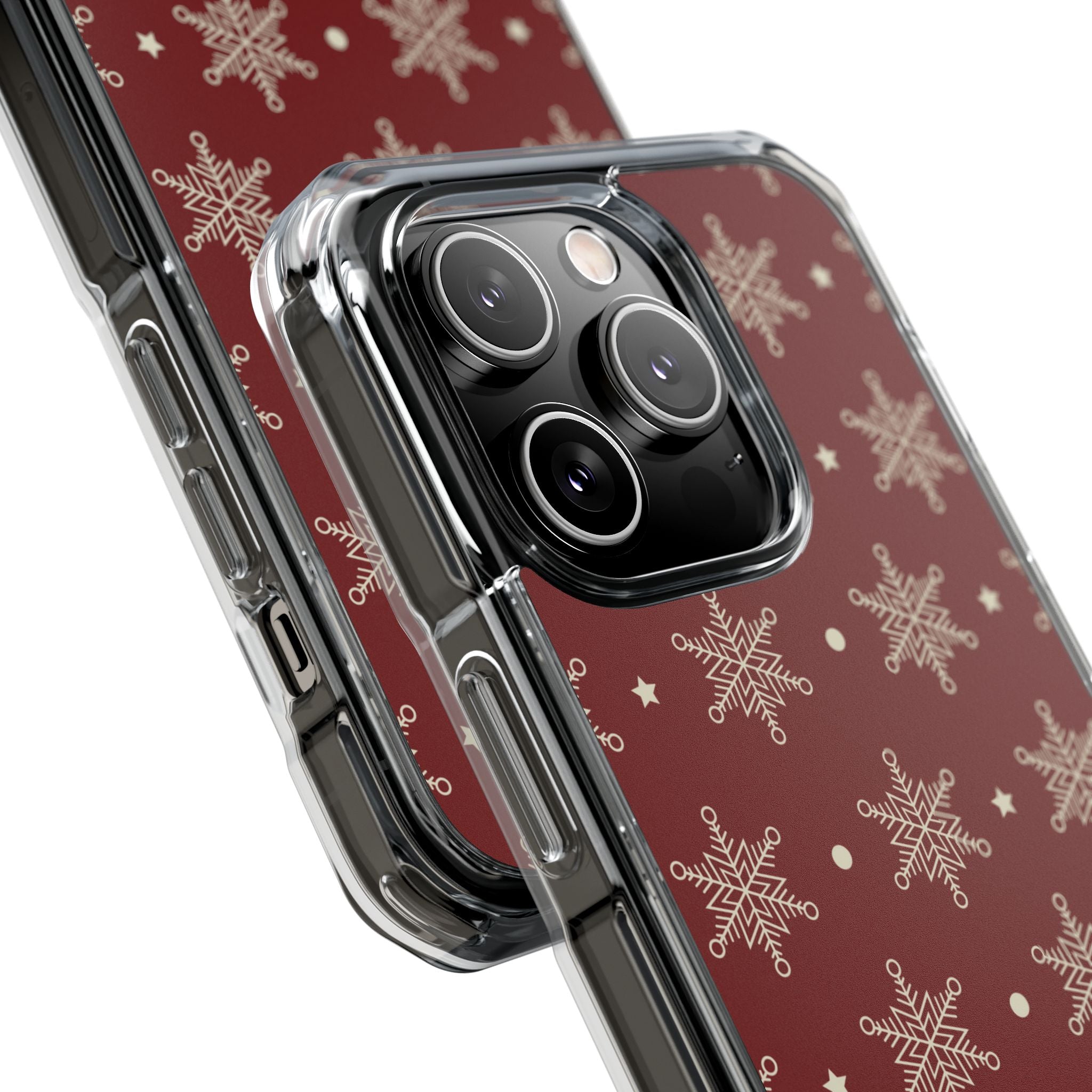 Cream Snowflake Crimson iPhone 14 Pro Case - Impact