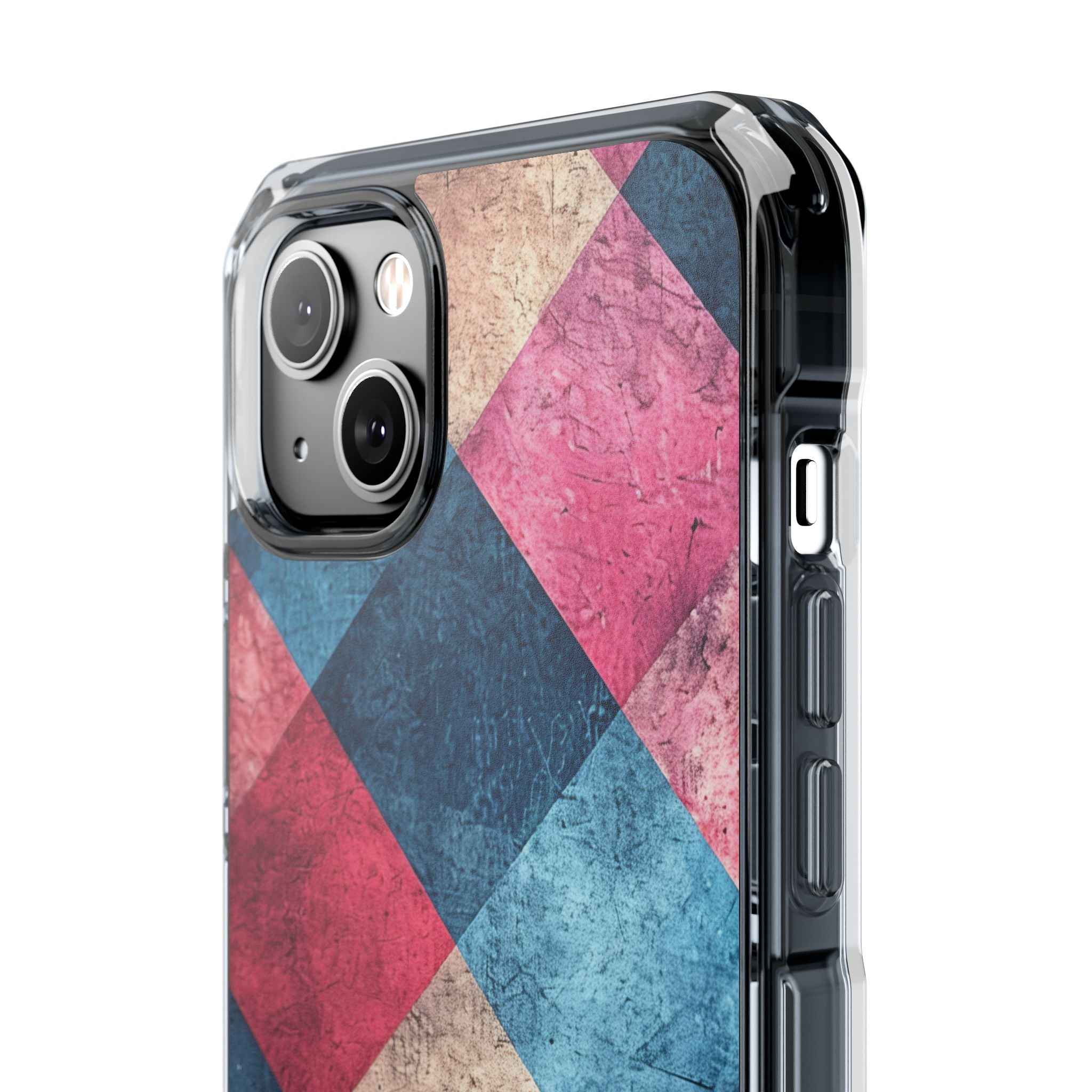 Bold Geometric Squares - Clear Impact iPhone 14 Phone Case