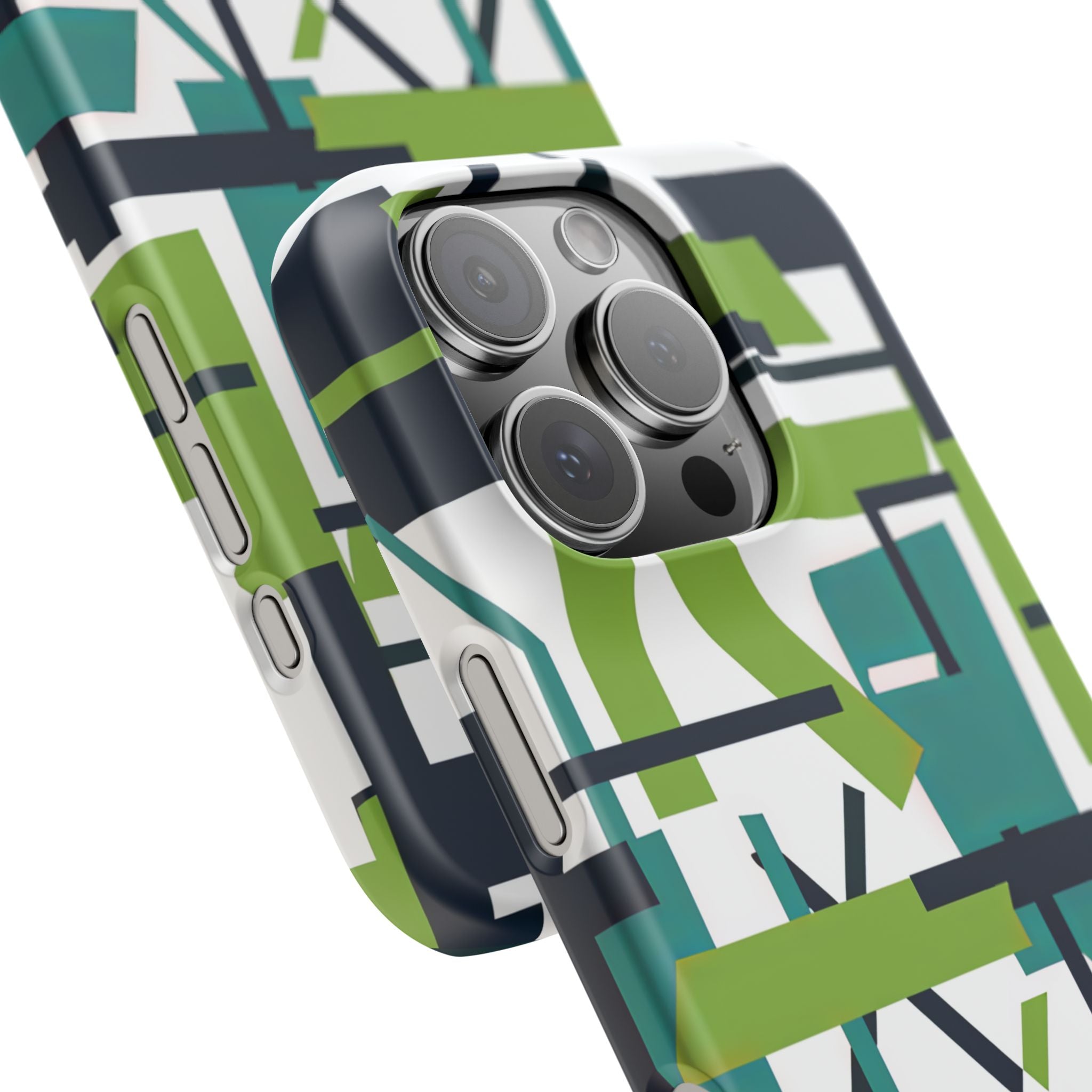 Green Geometry Glide iPhone 16 - Slim Phone Case