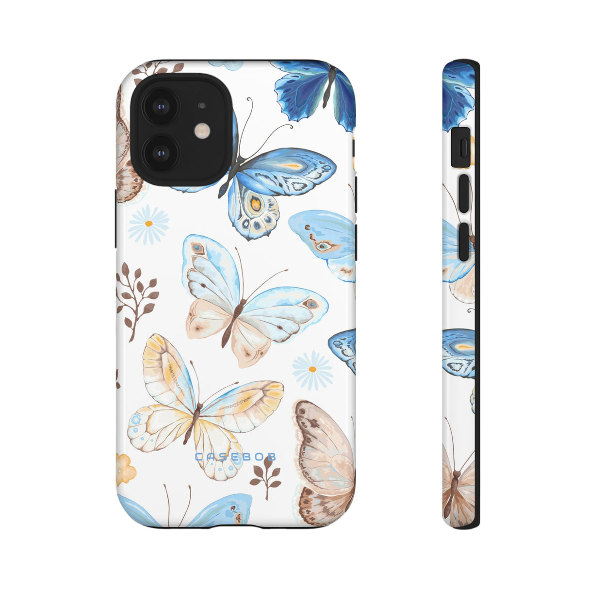 Flying Butterflies, Blue and Yellow iPhone case (Protective) - Protective Phone Case