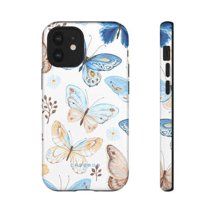 Flying Butterflies, Blue and Yellow iPhone case - Protective Phone Case