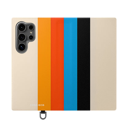 Sateenkaariraitoja beige - Samsung S24 Ultra -lompakkokotelo