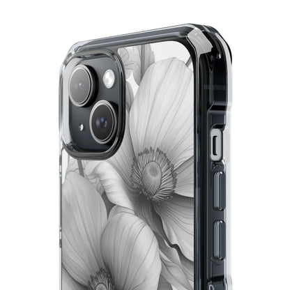 Grayscale Floral Harmony iPhone 15 - Impact Clear+