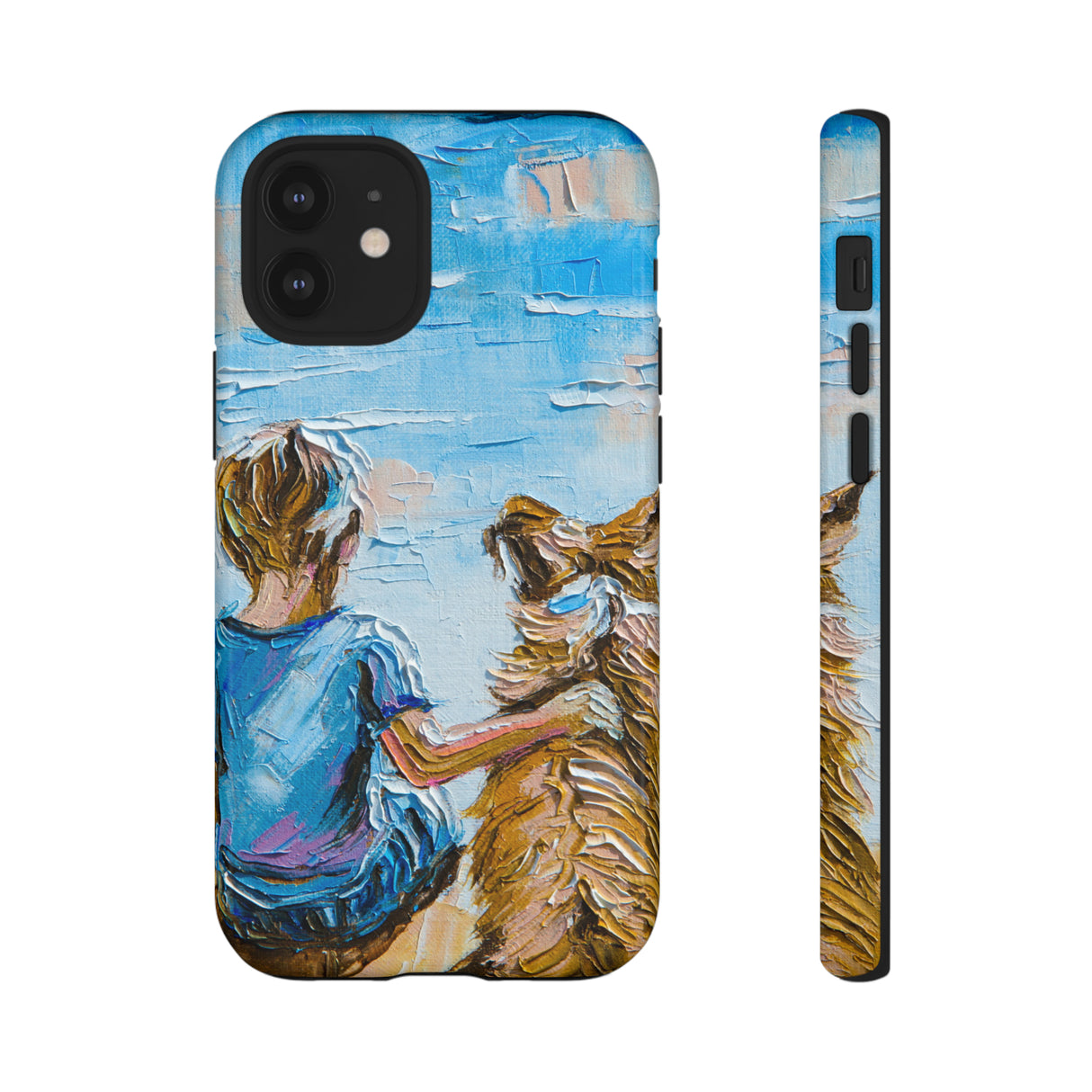 Boy with Dog - Protective Phone Case