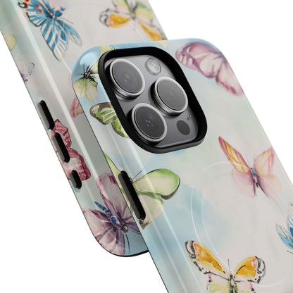 Watercolor Butterfly Bliss - Tough + MagSafe® iPhone 15 Phone Case