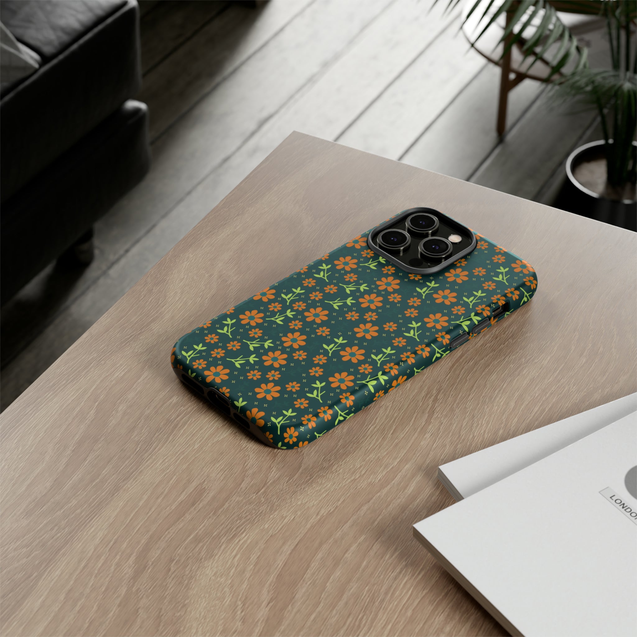 Green Flower Pattern - Protective Phone Case