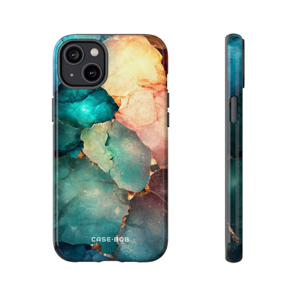 Teal Mosaic Veins iPhone 14 Plus Case - Tough