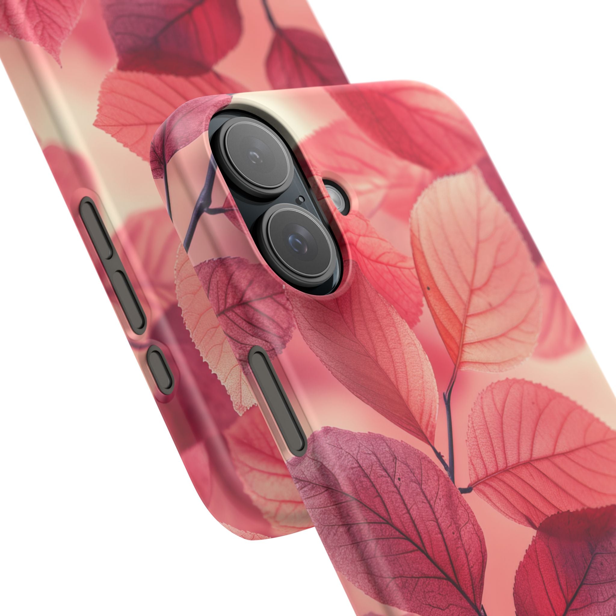 Elegant Pink Leaves iPhone 16 - Slim Phone Case