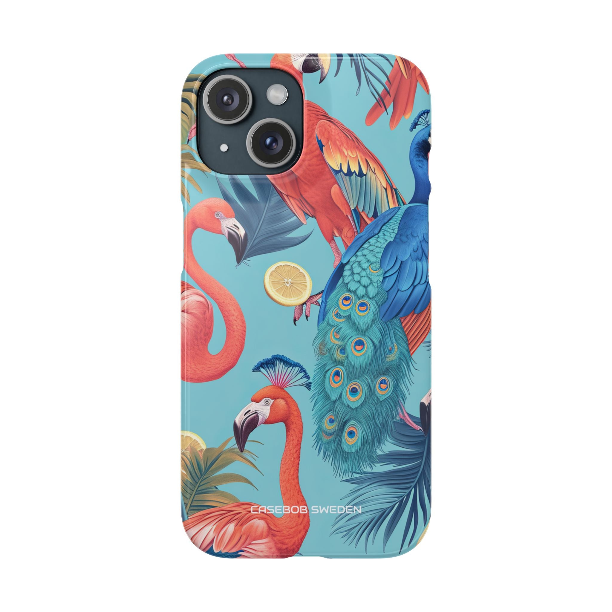 Tropical Flamingo Bliss - Slim iPhone 15 Phone Case