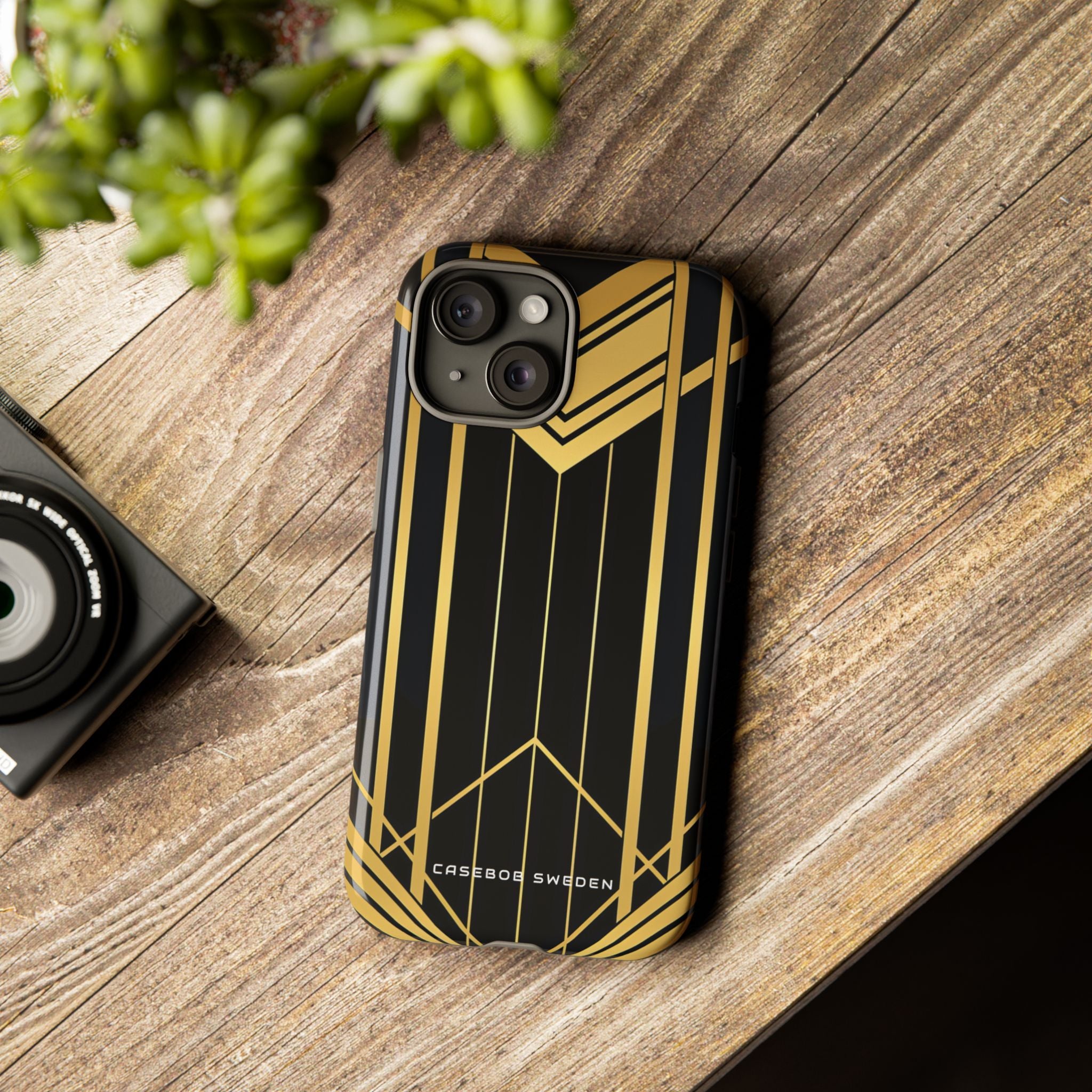 "Golden Art Deco Symmetry in Geometric Elegance" iPhone 15 - Tough Phone Case