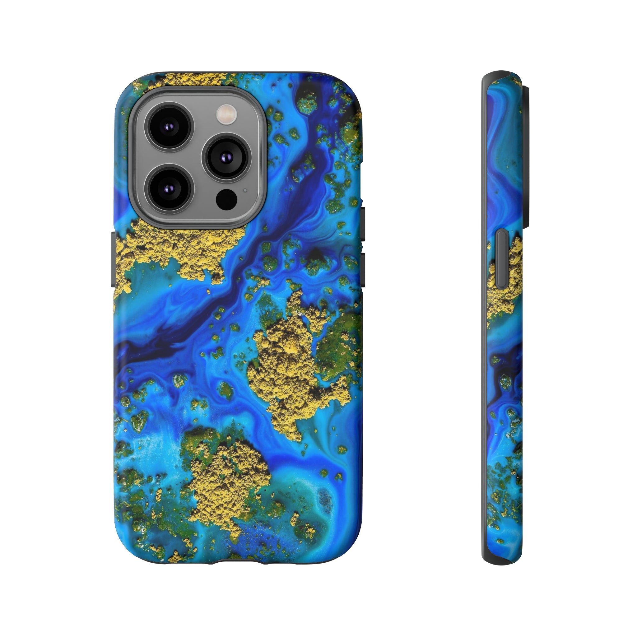 Blue Clear Ocean Ink Art iPhone Case (Protective) iPhone 14 Pro Matte Phone Case