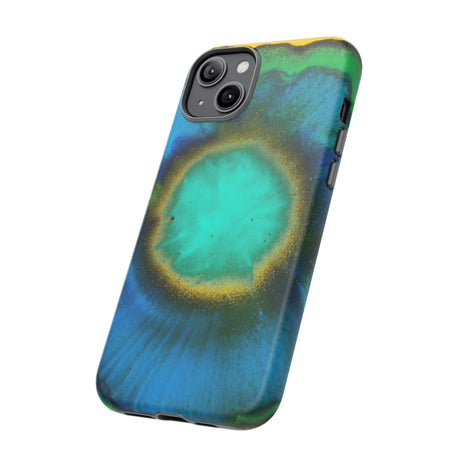 Neon Blue Ink Art iPhone Case (Protective) Phone Case